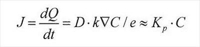 formula depicting Fick's first law of diffusion